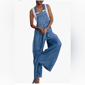 Women’s casual denim wide leg overalls